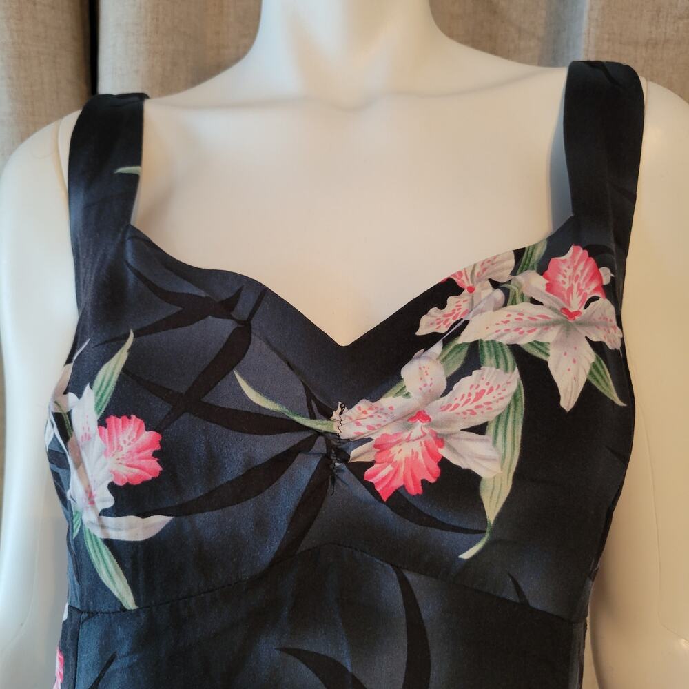 Two Palms Midnight Orchid Empire Princess Sleeveless Flare Dress Hawaii USA XL - Picture 2 of 6